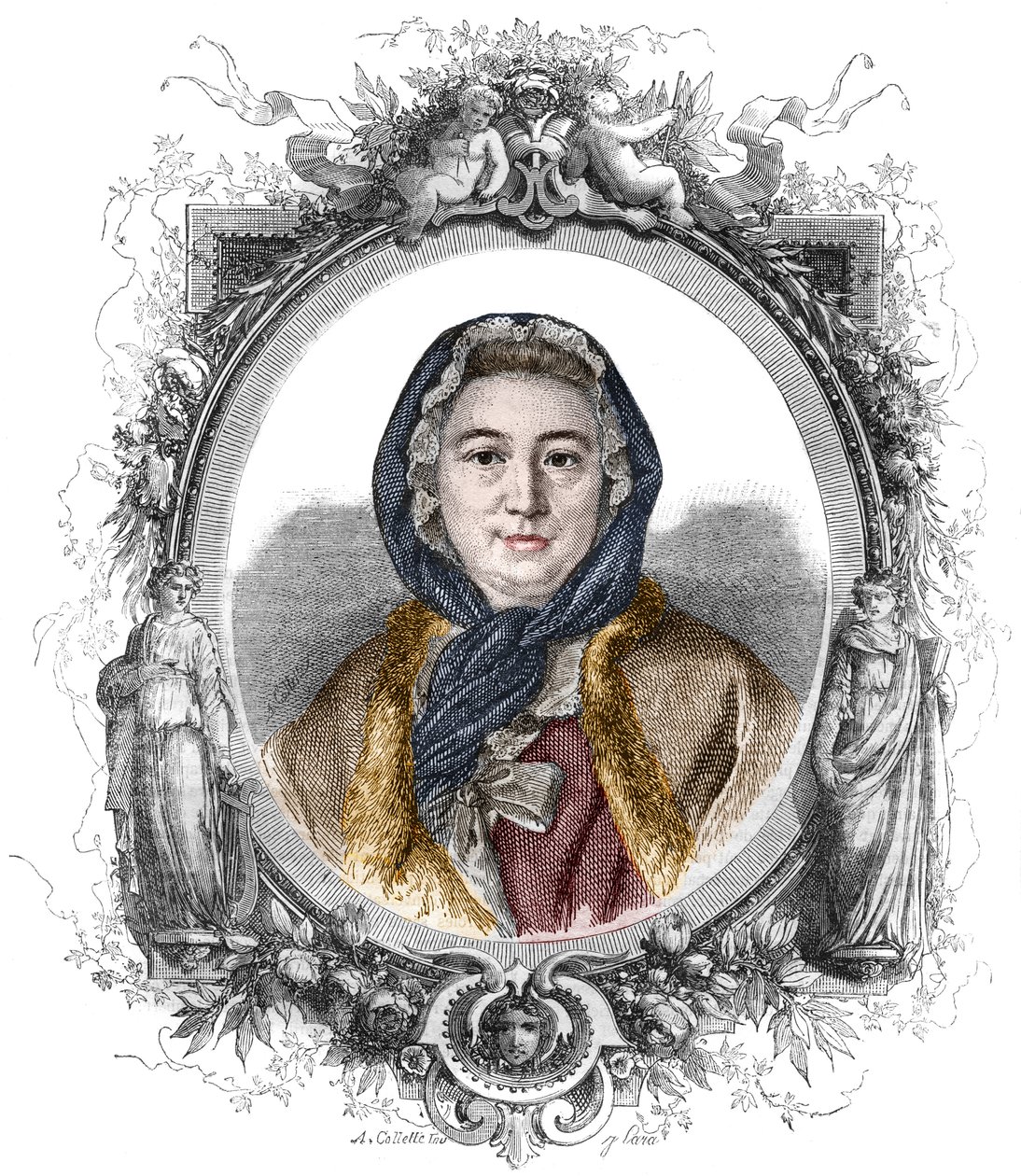 Ritratto di Madame Geoffrin, nata Marie Therese (Marie-Therese) Rodet (1699-1777) - Incisione del 1858 da Unknown artist