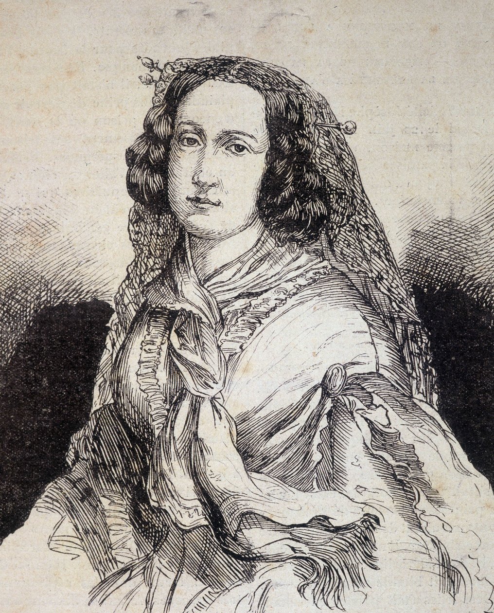 Ritratto di Madame Marceline Desbordes-Valmore (1786-1859), scrittrice francese - in "Les Contemporains", n.d. fine XIX secolo da Unknown artist