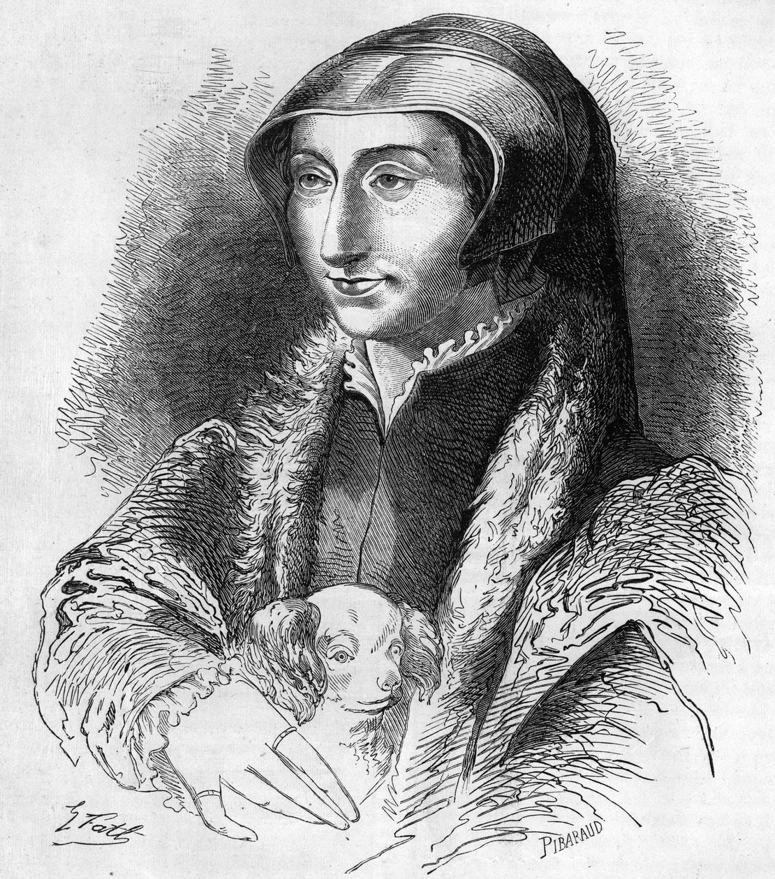 Ritratto di Margherita di Navarra (Margherita di Valois, Margherita di Angoulême o Margherita di Francia) (1492-1549) Regina di Navarra e poetessa, sorella di Francesco I (1553-1615). Incisione del XIX secolo. da Unknown artist