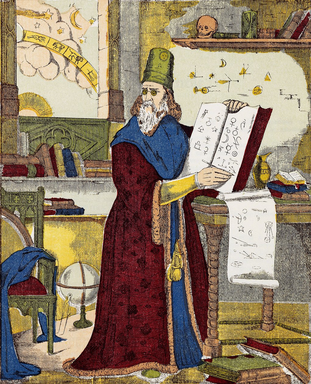 Ritratto di Michel de Notre Dame (Nostradamus) astrologo francese - Ritratto di Nostradamus, Michel de Notre Dame (1503-1566) astrologo e medico francese - Incisione da Unknown artist