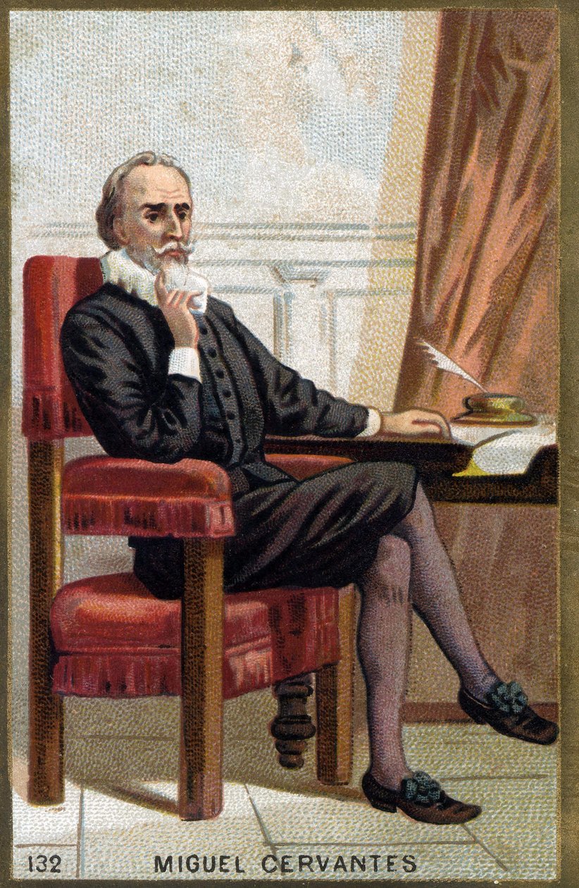 Ritratto di Miguel Cervantes Saavedra, scrittore spagnolo (cromolitografia del XIX secolo) da Unknown artist