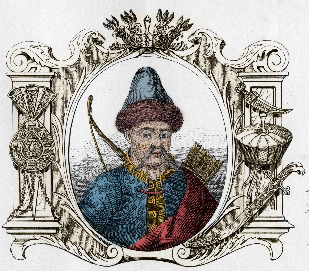 Ritratto del monarca mongolo Timur (Tamerlano) (1336-1405) - Tamerlano (1336-1405) (o Timur Lang, "Timur lo zoppo") Incisione del 1861 da Unknown artist