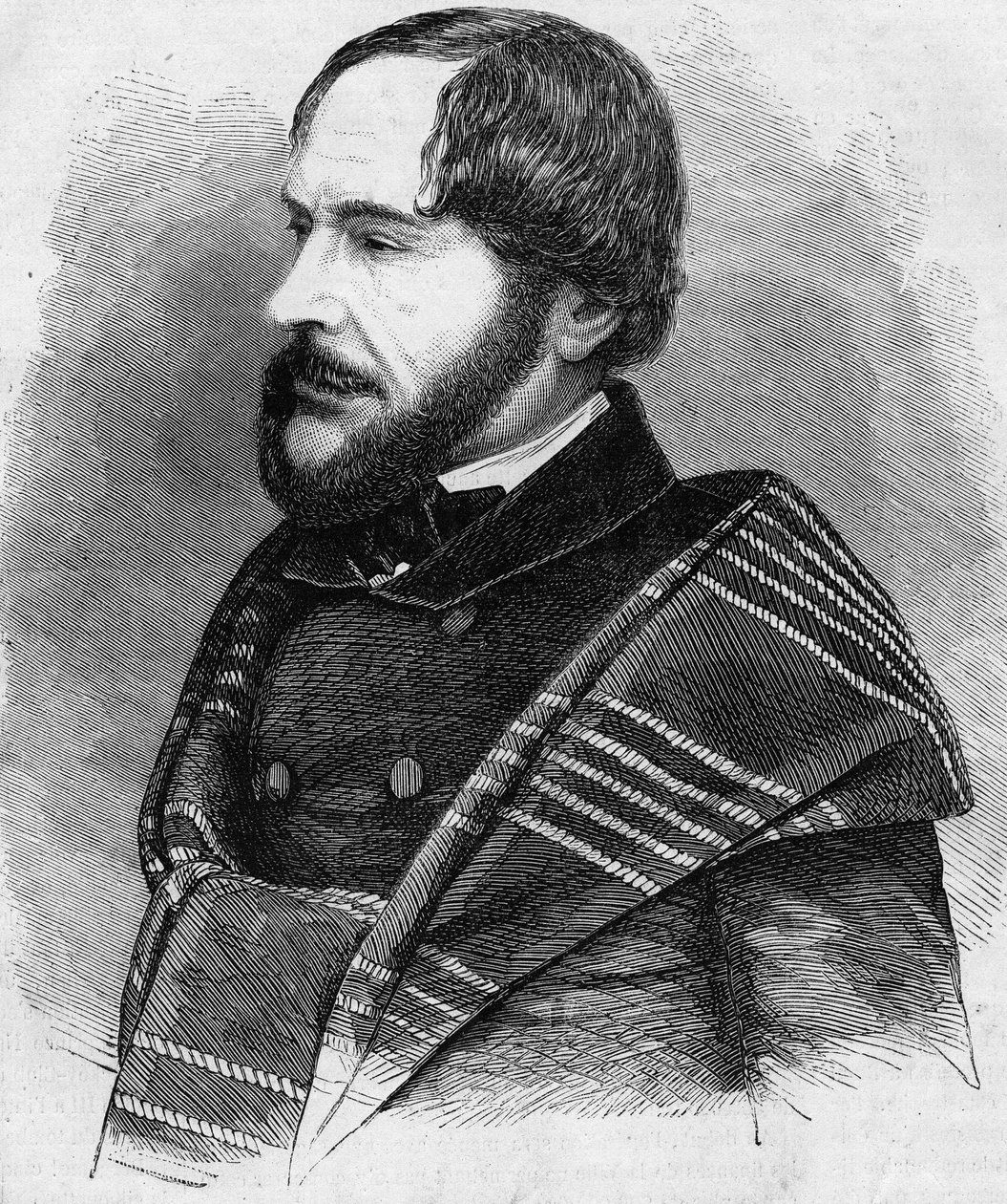Ritratto di PHILARETE CHASLE (1798-1873) critico e uomo di lettere francese. Incisione del 1873 da Unknown artist