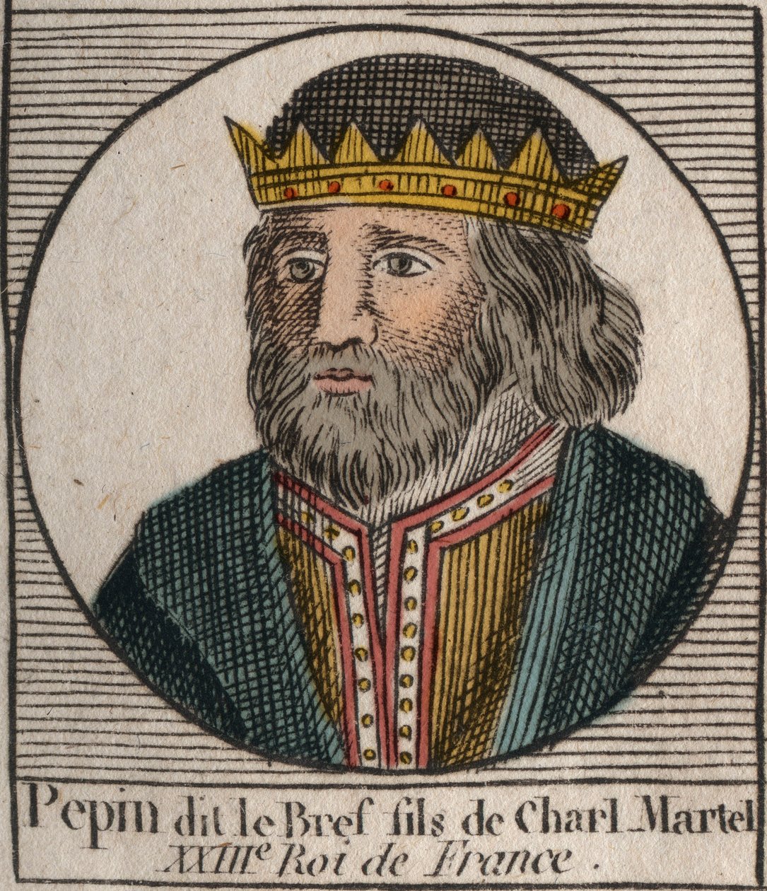 Ritratto di Pepin III detto Pepin il Breve (714-768) re di Francia - Pepin III (714-768) (Pepin il Breve) Re dei Franchi - incisione da "Instruction sur l