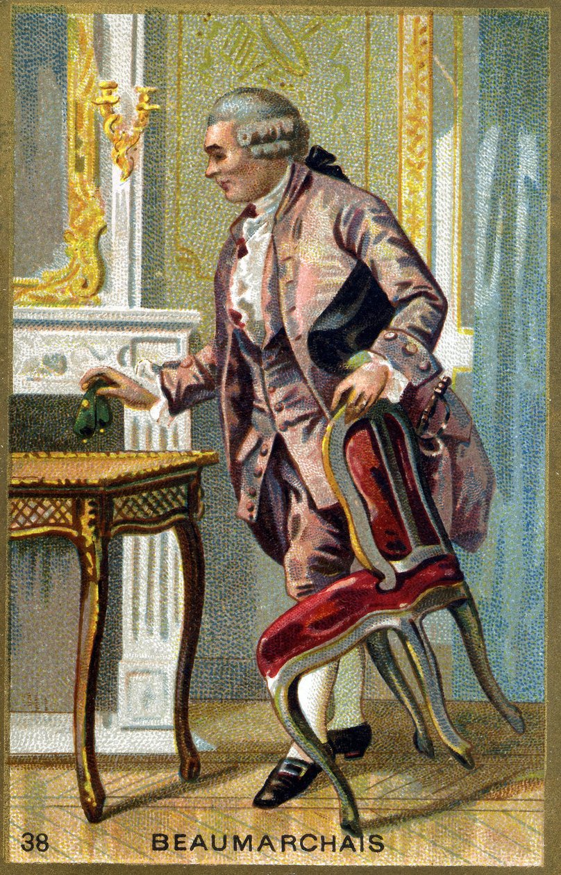 Ritratto di Pierre Augustin Caron de Beaumarchais (1732 - 1799) scrittore e drammaturgo francese. Cromolitografia del XIX secolo da Unknown artist