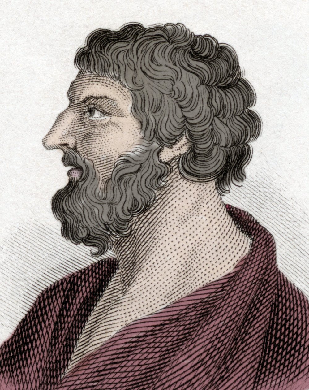 Ritratto di Pittacos di Mitilene statista greco (650-570 a.C.) (Pittaco di Mitilene). Incisione XIX secolo. da Unknown artist
