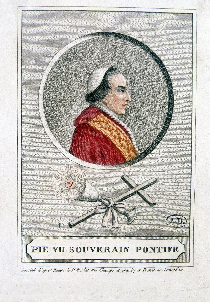Ritratto di Pio VII (1742 - 1823) in medaglione da Unknown artist