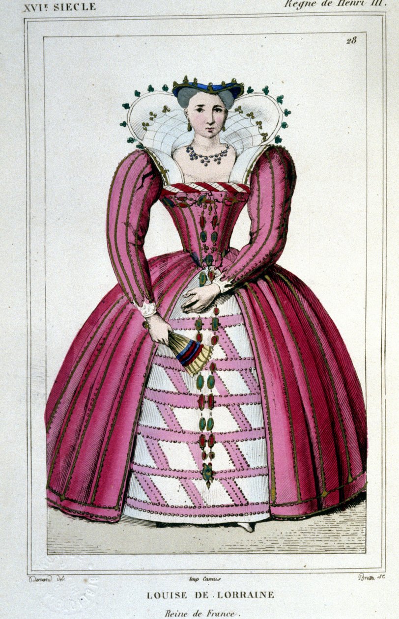 Ritratto della Regina Luisa di Lorena (1553 - 1601), moglie di Enrico III. Incisione del 1830. da Unknown artist