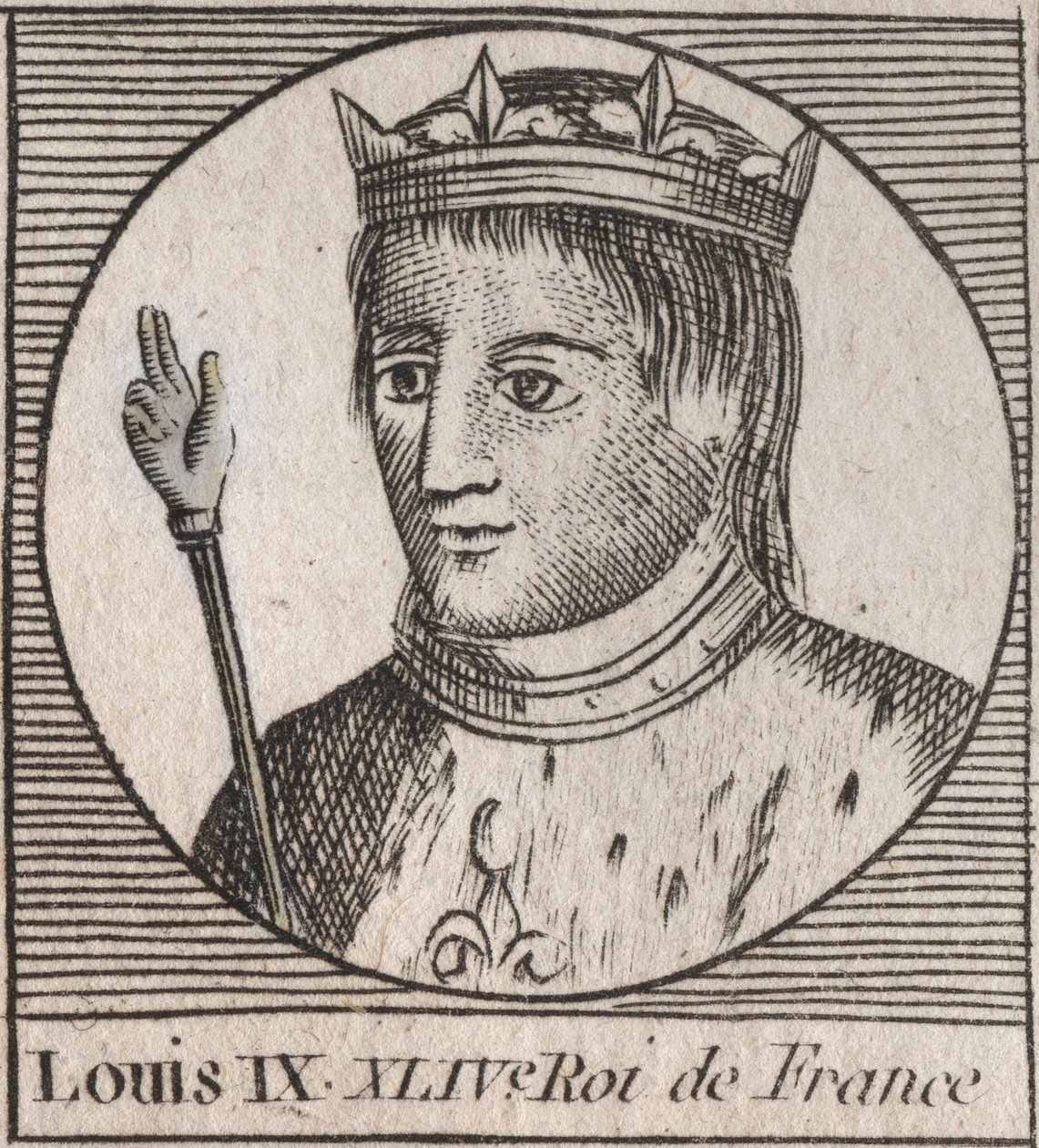 Ritratto di San Luigi (San Luigi, Luigi IX (1214-1270) - San Luigi IX (1214-70) re di Francia - incisione da "Istruzione sulla Storia di Francia" di Charles Constant Le Tellier 1821 da Unknown artist