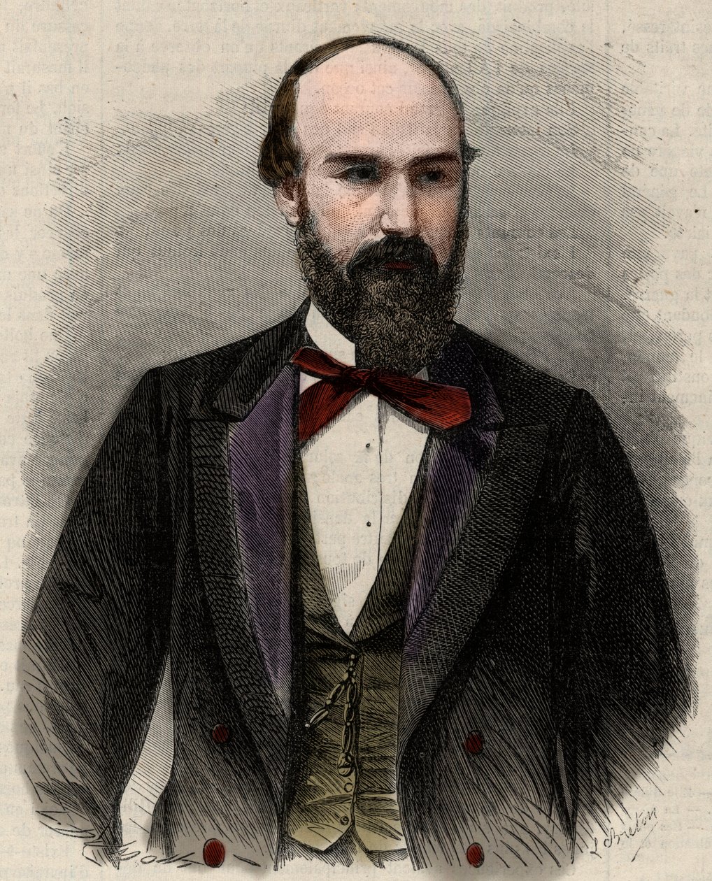 Ritratto di Santos Gutierrez (1820-1872), politico ed ex presidente degli Stati Uniti di Colombia. Incisione in "L