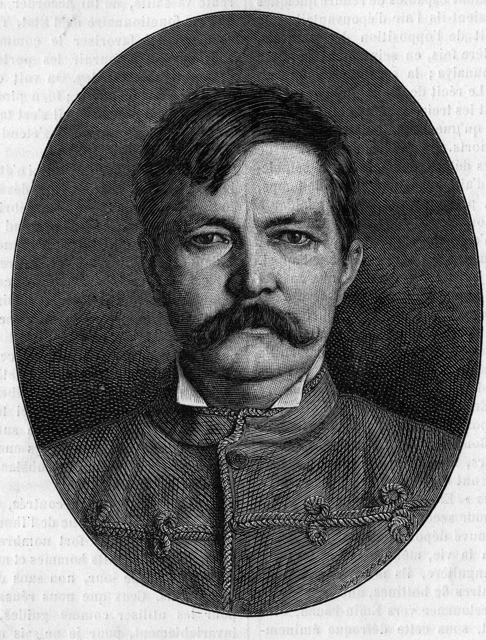 Ritratto di Sir Henry Morton Stanley, pseudonimo di John Rowlands (1841-1904), esploratore e giornalista britannico. Incisione in "Le Journal de la jeunesse" da Unknown artist