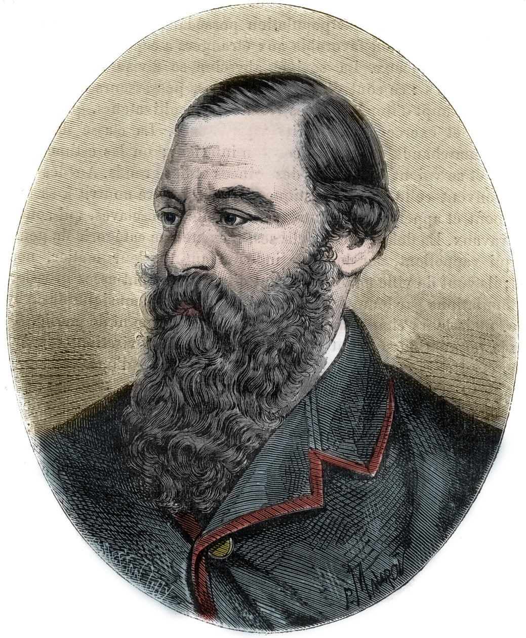 Ritratto di Sir Samuel Baker (1821-1893) - incisione da 