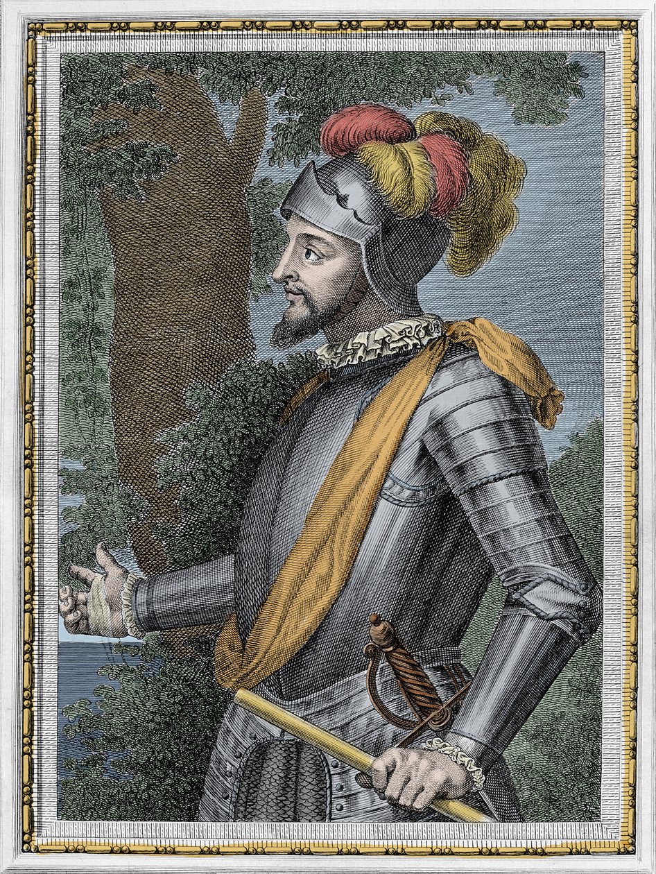 Ritratto di Vasco Núñez de Balboa, conquistador spagnolo (1475-1517) - Incisione XIX secolo da Unknown artist