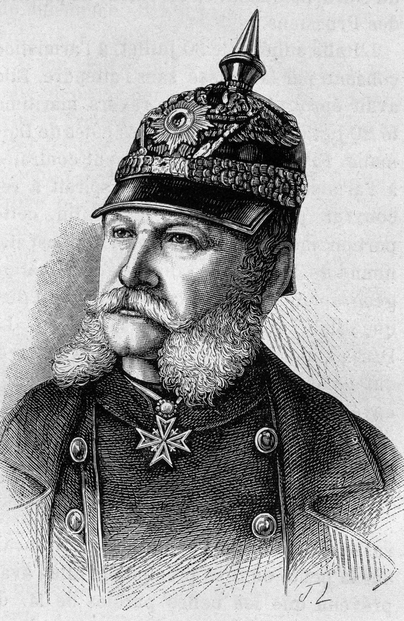 Ritratto di Guglielmo I (1797 - 1888). Incisione della fine del XIX secolo in 