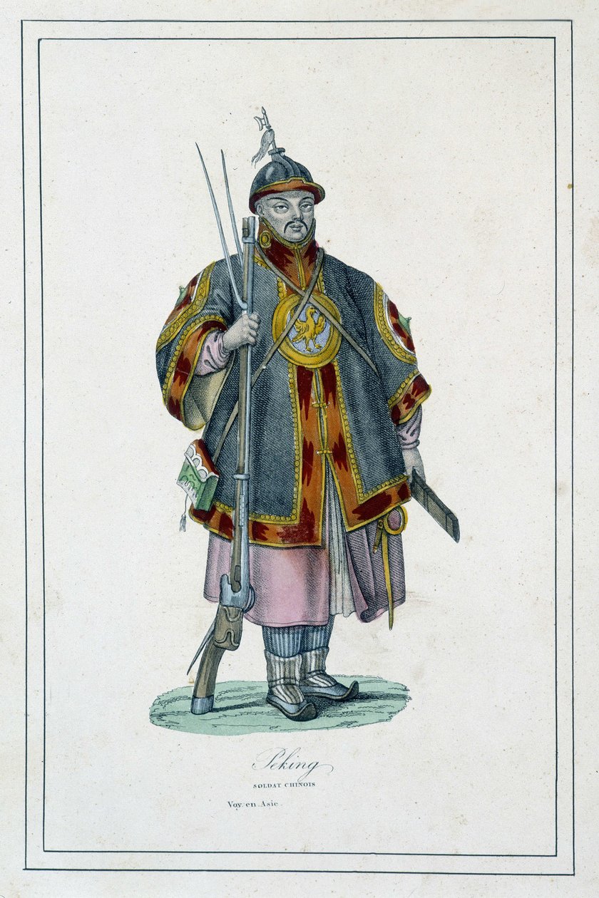 Ritratto di un soldato cinese in armatura - in “I diversi popoli della terra” di Abbé Jouhanneaud da Unknown artist