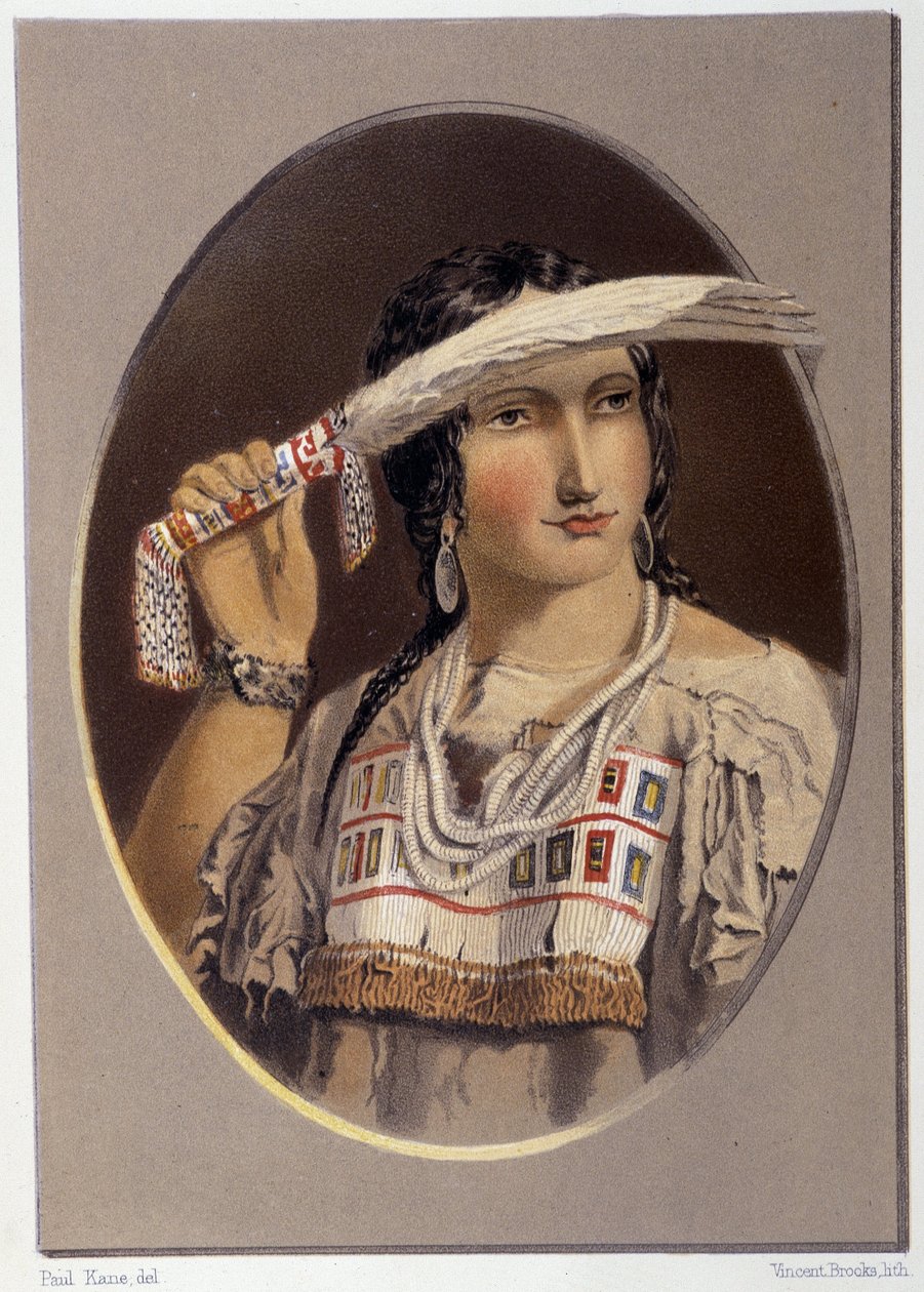 Ritratto di un indiano misto - in "Wandering of an artist among the indians of north america" di Paul Kane, Longmans & Roberts, Londra da Unknown artist