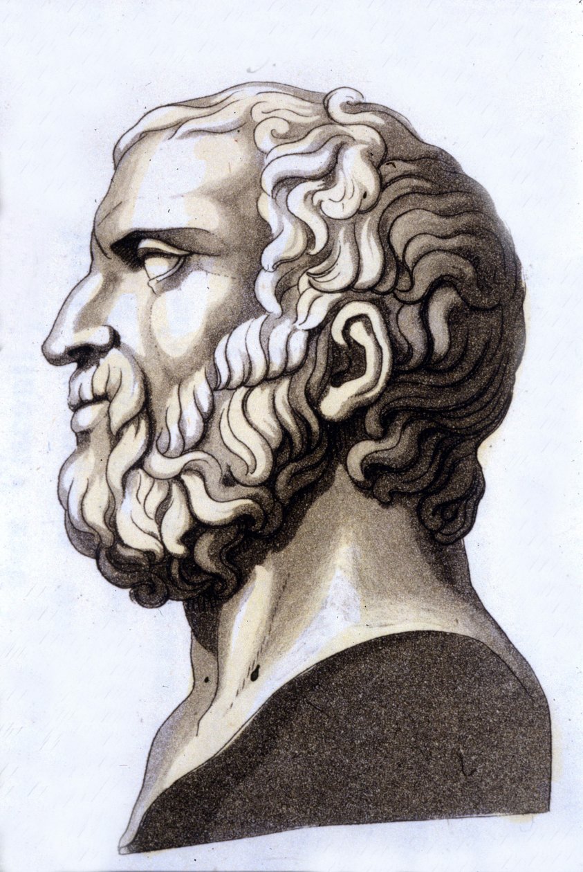 Ritratto del filosofo greco Zenone di Cizio (335 a.C. - 264 a.C.), fondatore dello stoicismo. Incisione del XIX secolo da Unknown artist