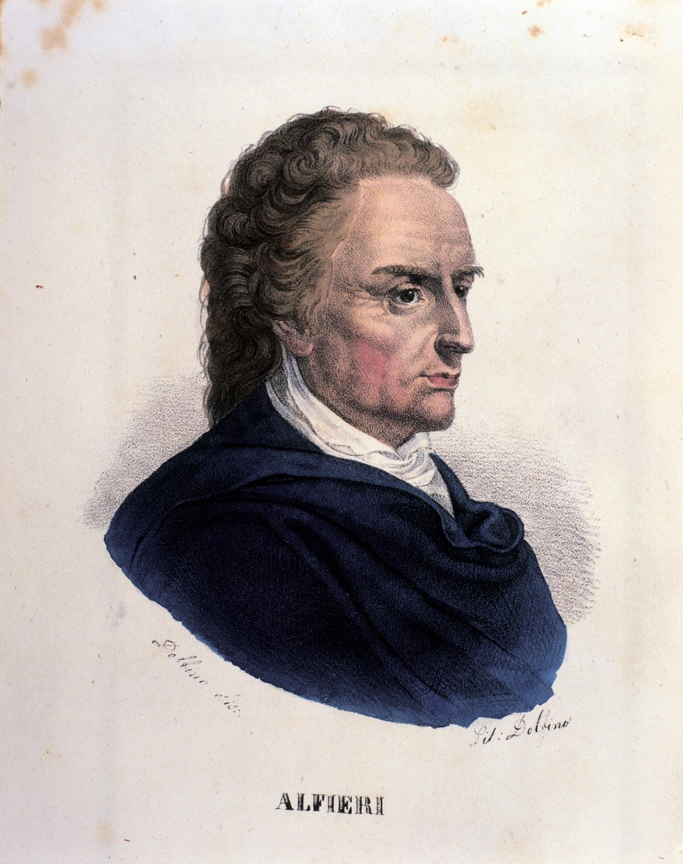 Ritratto del poeta e drammaturgo italiano Vittorio Alfieri. Incisione del XIX secolo da Unknown artist