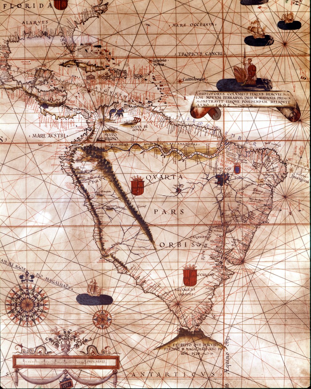 Portolano rappresentante il Sud America appartenente a Bartolomeo Velho. 1561 da Unknown artist