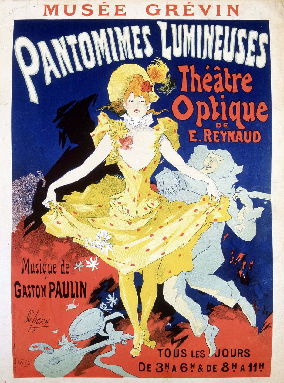 Poster per lo spettacolo quotidiano “Pantomimes Lumineuses” Teatro Ottico di Reynaud da Unknown artist