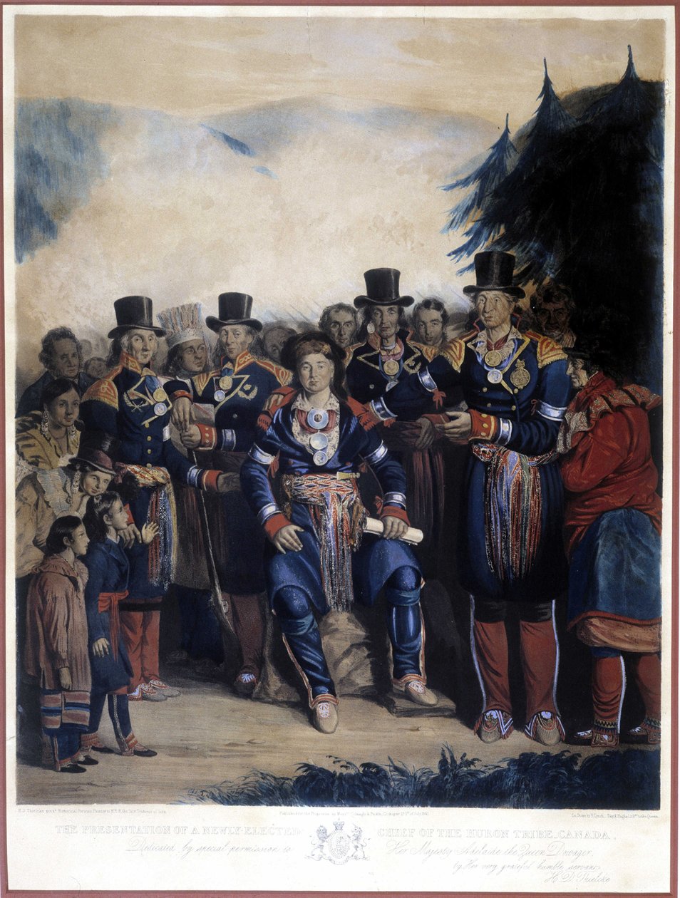 Presentazione del nuovo capo eletto degli indiani Huron del Canada da Unknown artist