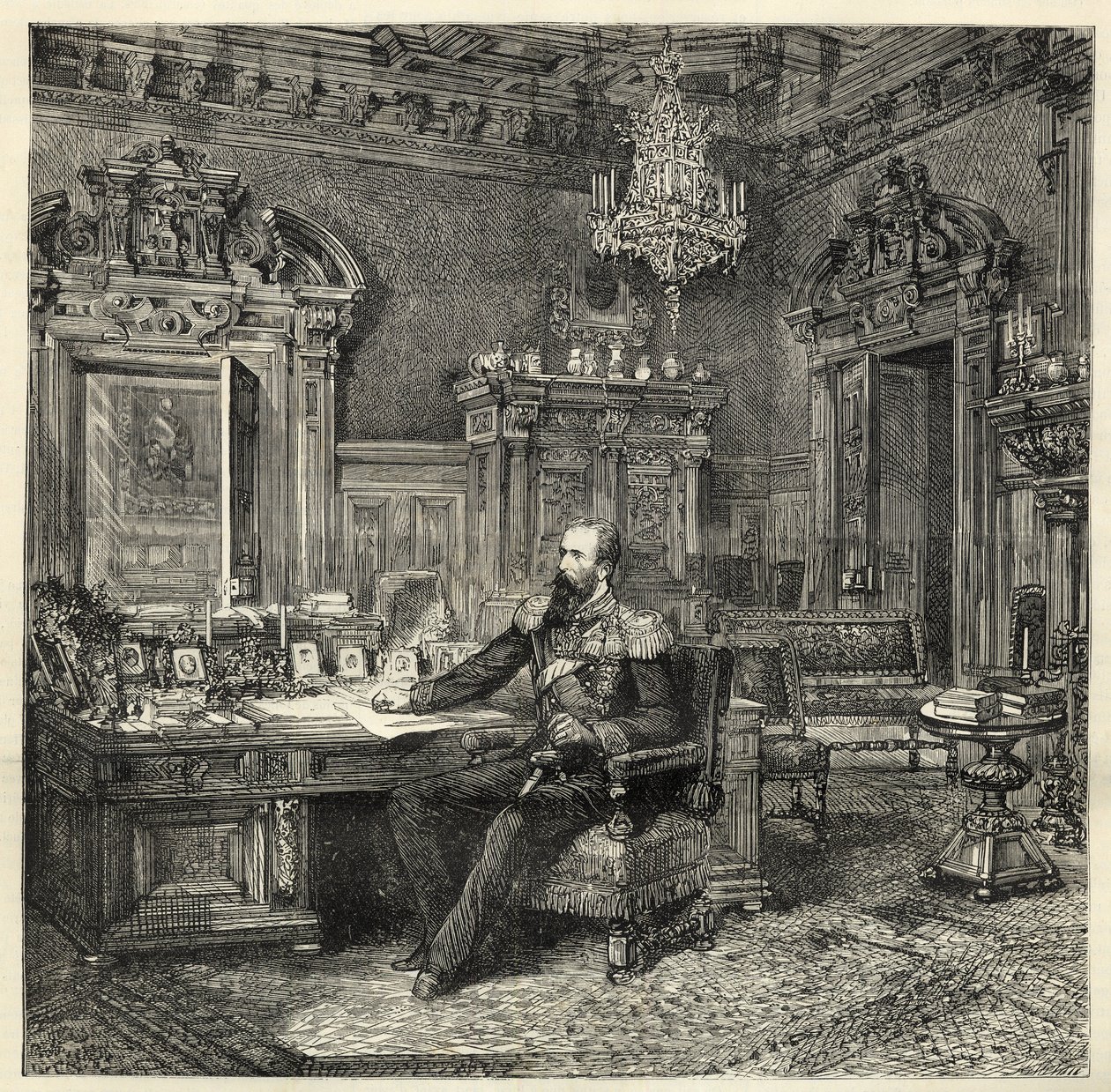 Principe Alessandro di Bulgaria (1857-1893), nel suo studio - Alessandro di Battenberg - Ritratto di Alessandro I di Bulgaria o Alessandro di Battenberg (1857-1893) nel suo studio - 1886 da Unknown artist