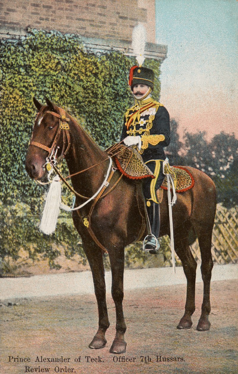 Il principe Alessandro di Teck a cavallo, 1905 circa (cartolina) da Unknown Artist