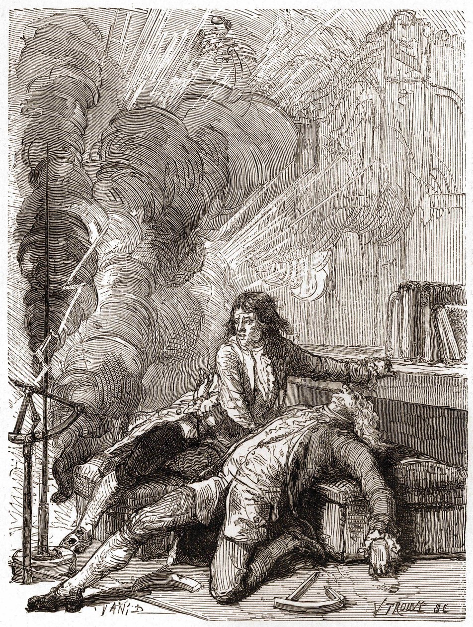 Professor Georges Guillaume Richmann (1711-1753) morto nel suo laboratorio a seguito di un esperimento con un elettrometro da Unknown artist