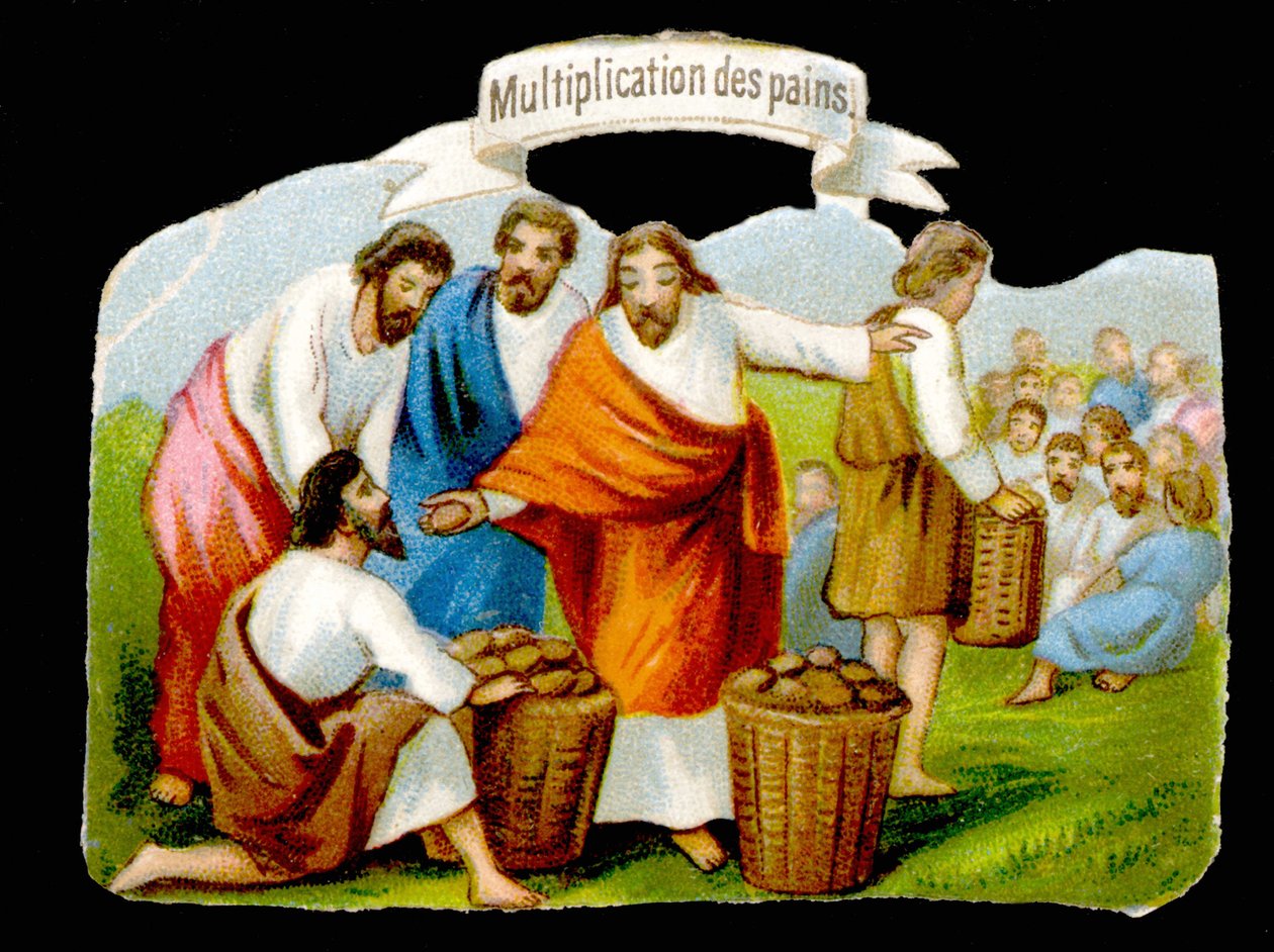 Propagazione dei pani. Cromolitografia del XIX secolo da Unknown artist