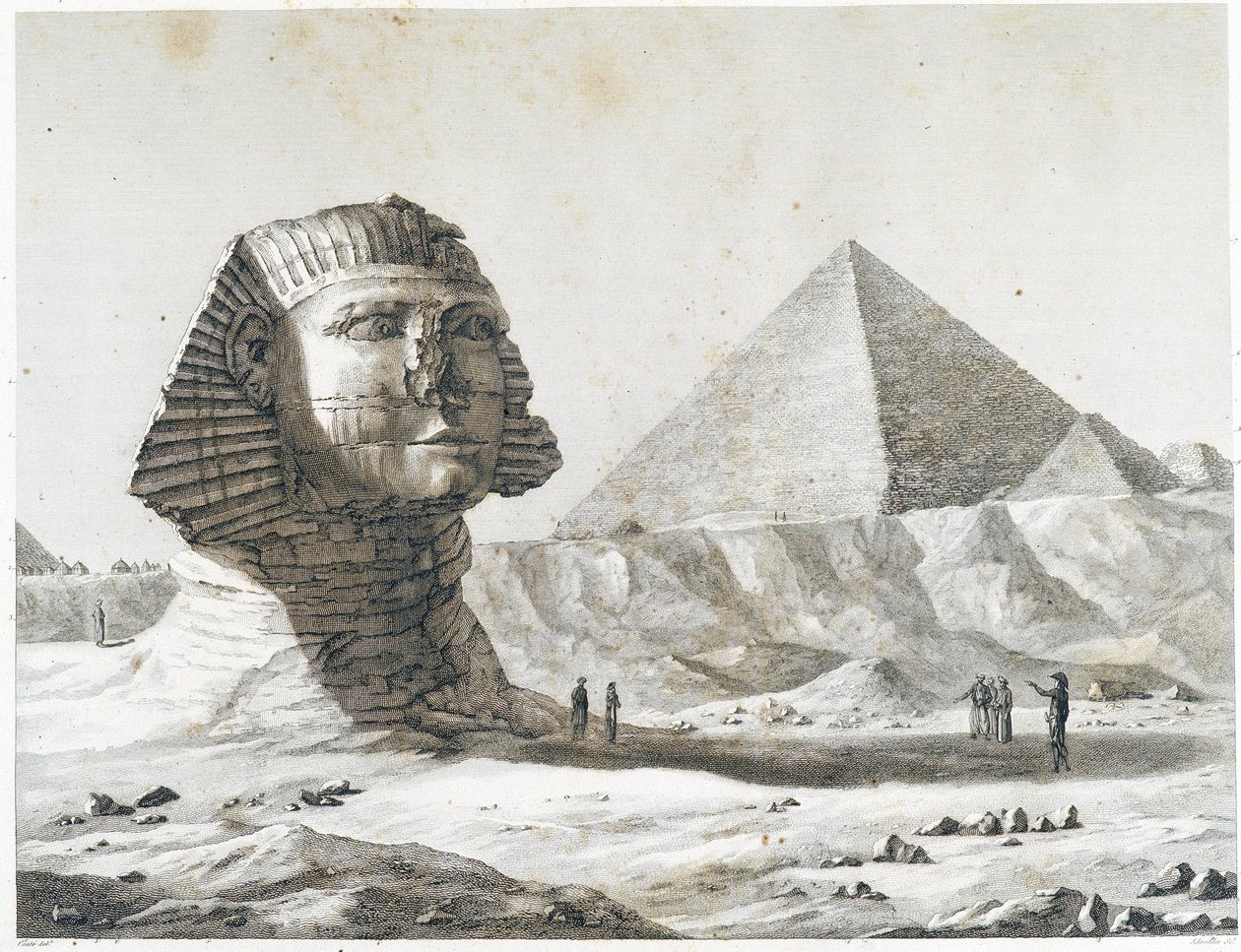 Piramidi di Giza: vista della Sfinge e della Grande Piramide, presa da sud-est - in "Description of Egypt", Edizioni Imperiali da Unknown artist