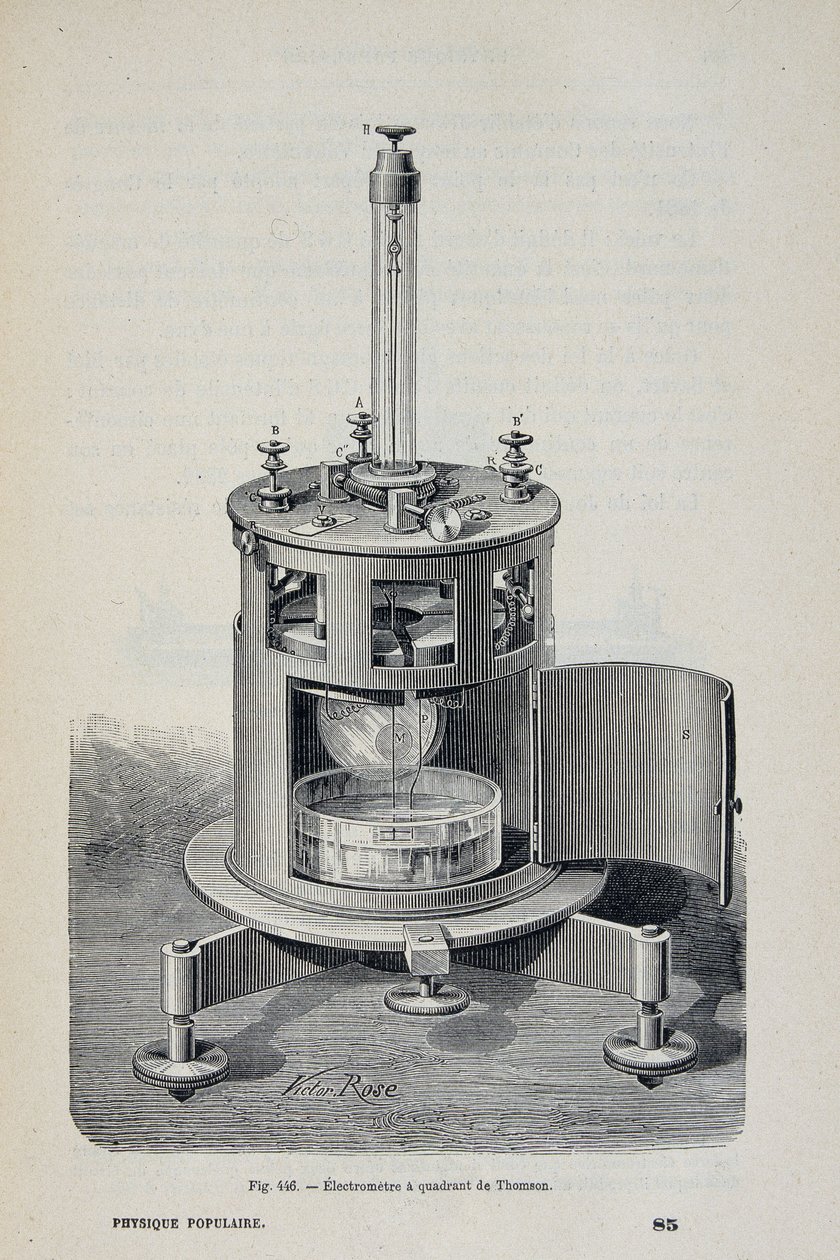 Elettrometro a quadrante di W. Thomson - in "La physique populaire" di Emile Desbeaux da Unknown artist