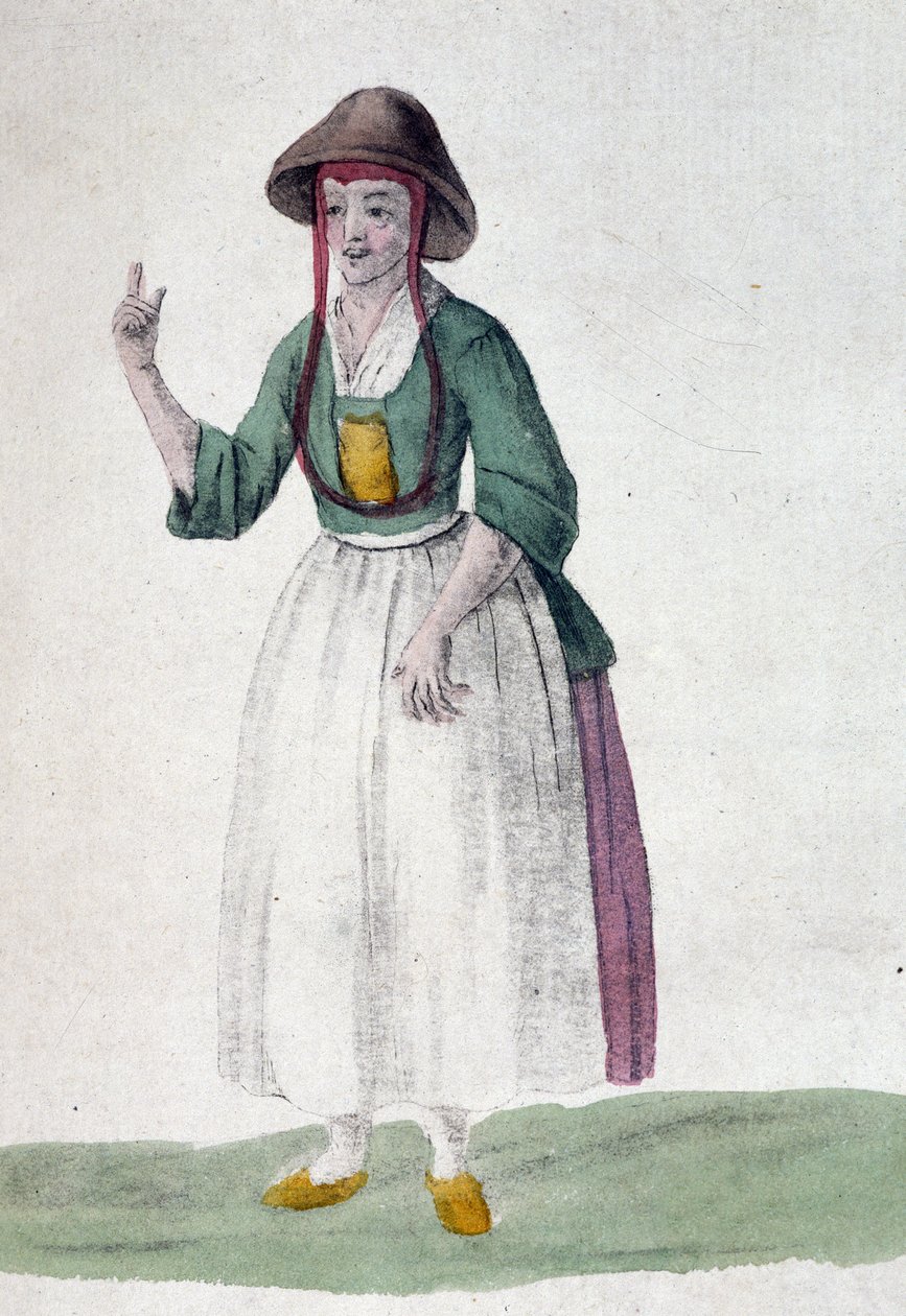 Donna quacchera - disegno, inizio XIX secolo da Unknown artist