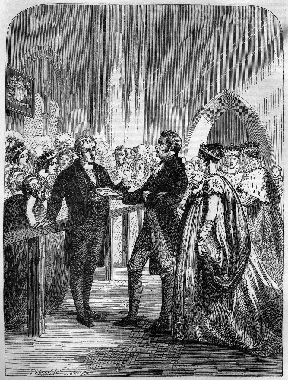 Regina Carolina (Carolina di Brunswick-Wolfenbutte) (Regina consorte del Re Giorgio IV del Regno Unito) respinta dalla porta dell