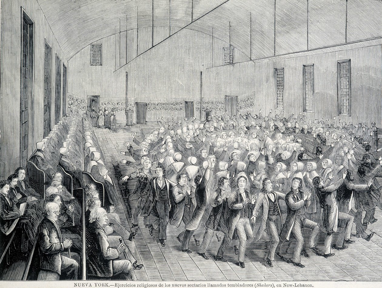 Processione religiosa degli Shakers a New York. Illustrazione del XIX secolo da Unknown artist