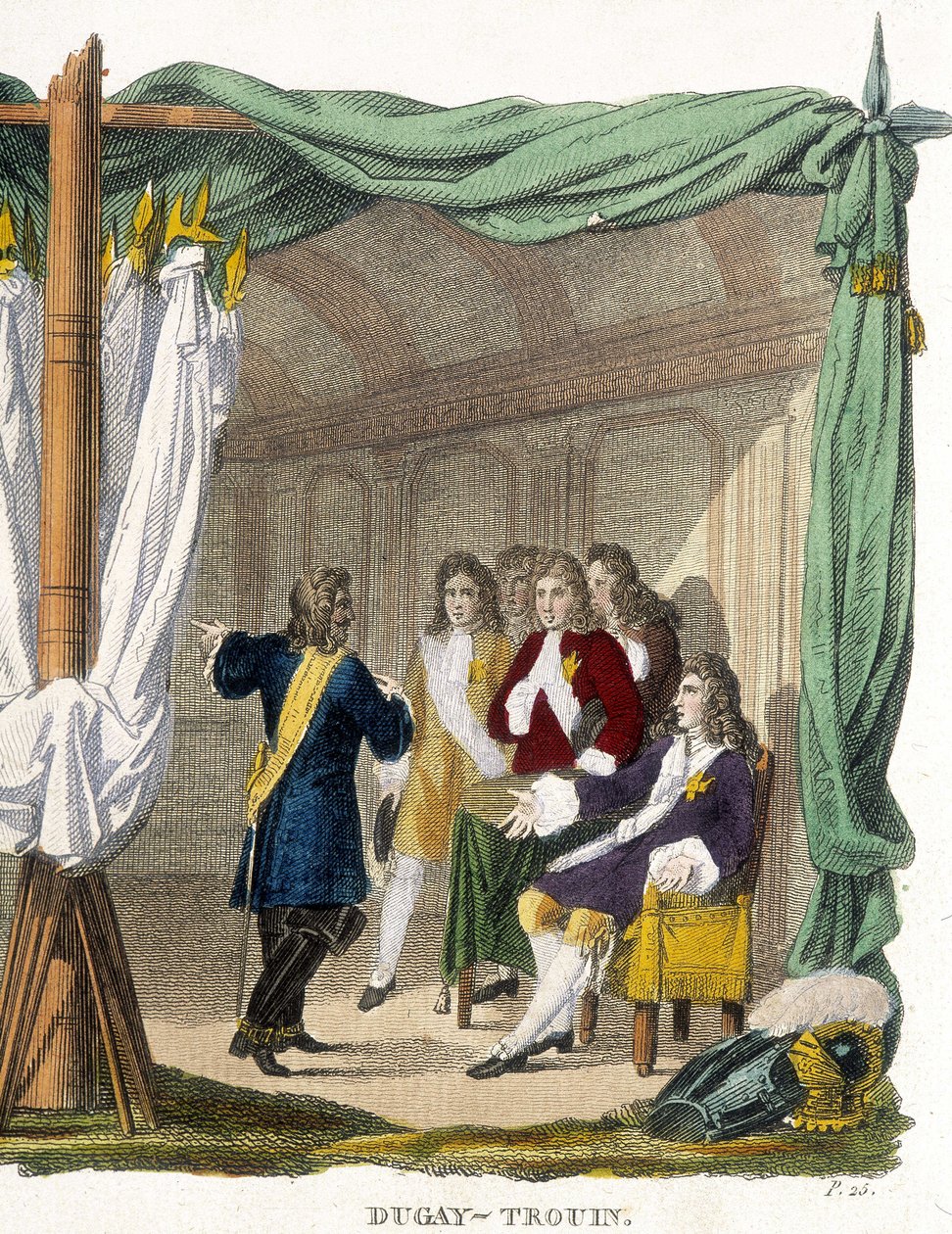René Duguay Trouin (Duguay-Trouin) (René Trouin du Gué detto) (1673-1736) davanti al re Luigi XIV (1638-1715). Incisione del XIX secolo da Unknown artist