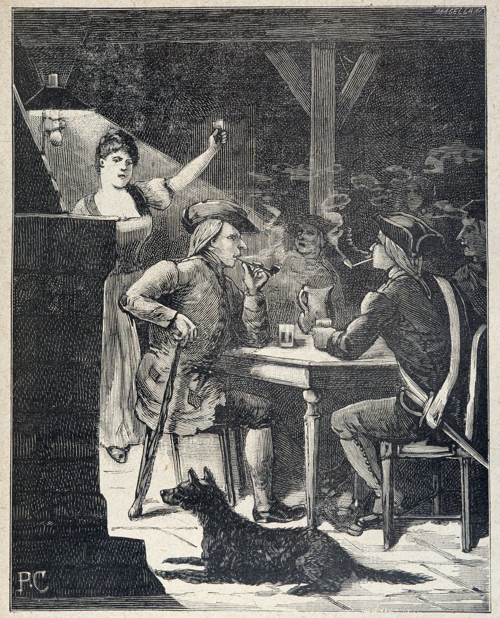 Rifugio malfamato in Cartuccia Re dei Banditi, romanzo popolare della fine del XIX secolo di Jules de Grandpre da Unknown artist