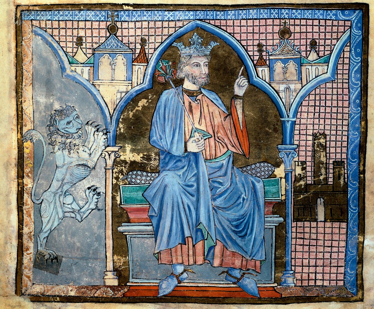 Rappresentazione del re Ferdinando III di Castiglia o San Ferdinando (miniatura tratta dal manoscritto Index of royal privileges) da Unknown artist