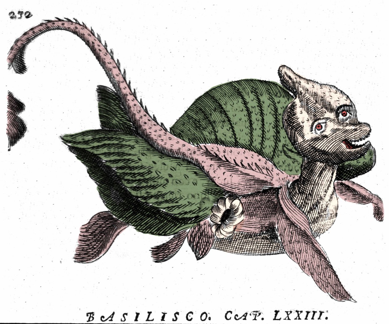 Rappresentazione del Basilisco, incisione del XVII secolo da Unknown artist