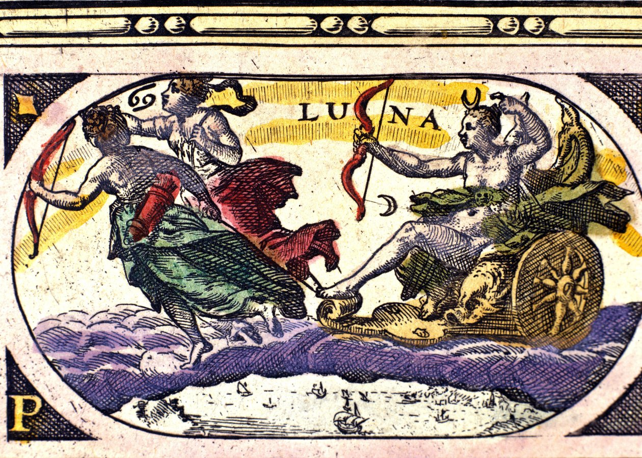 Rappresentazione della luna. Incisione del XVII secolo da Unknown artist