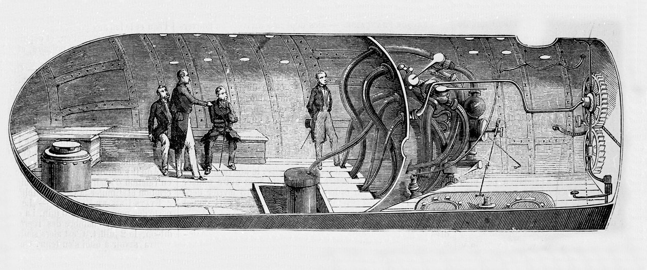 Rappresentazione del sottomarino di Antoine Prosper Payerne (1806-1886) da Unknown artist