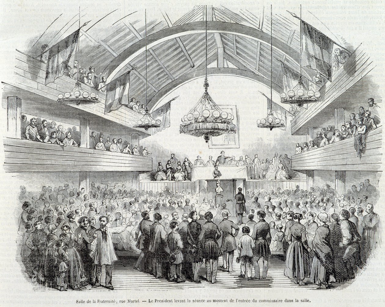 Rivoluzione del 1848: Sala della Fratellanza, Rue Martel, il Presidente ha aggiornato la seduta all