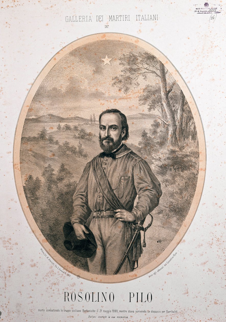 Risorgimento: Ritratto del patriota italiano Rosolino Pilo da Unknown artist