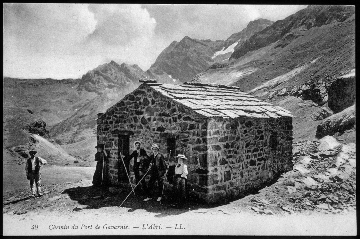 Strada per il porto di Gavarnie: il rifugio (rifugio di montagna) - cartolina, fine XIX secolo da Unknown artist