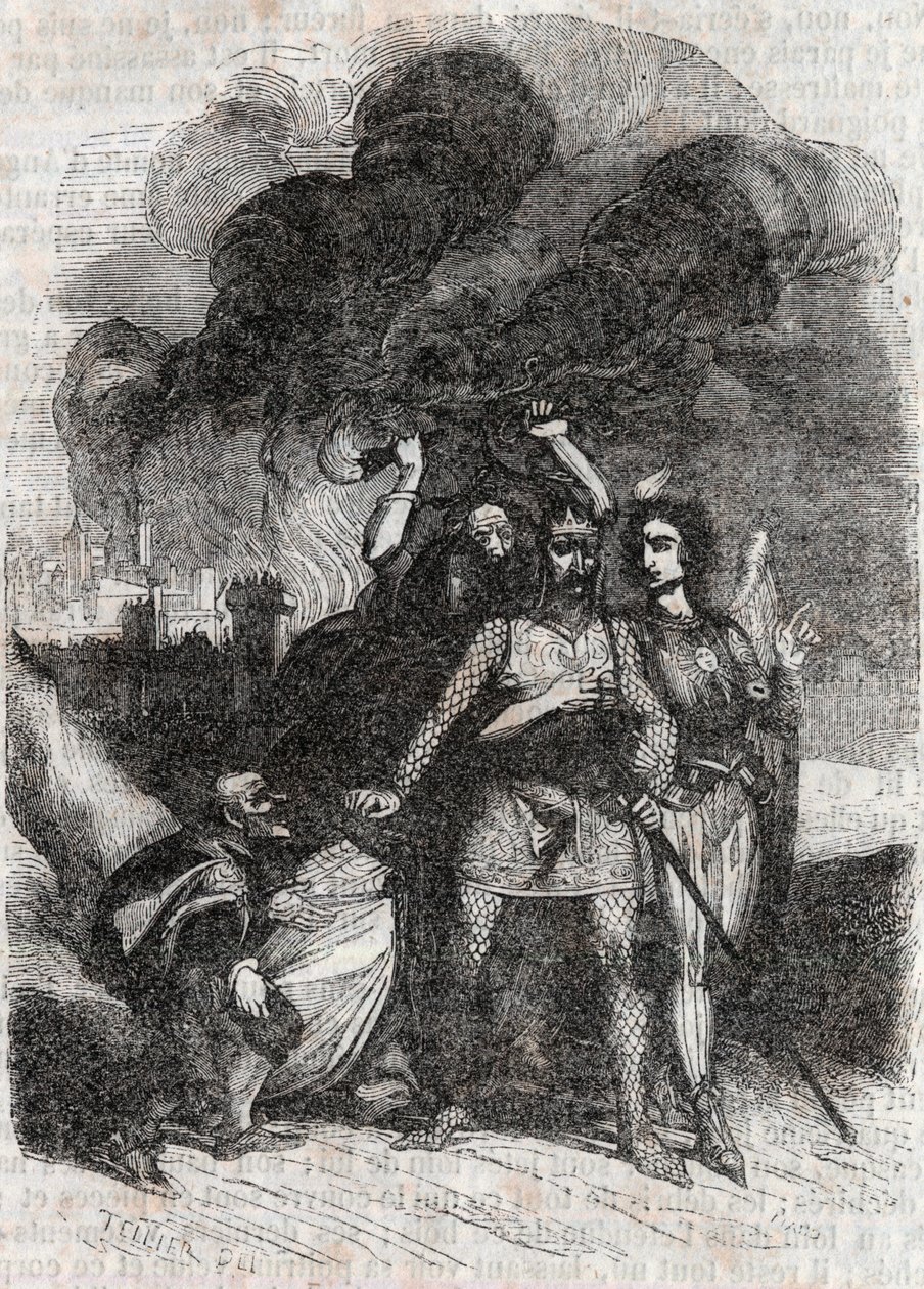 Rodomonte abbandona Parigi - incisione del 1851 da 