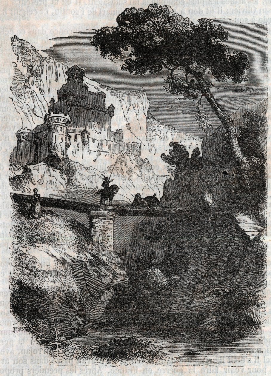 Rodomonte sconfitto da Bradamante - incisione del 1851 da 