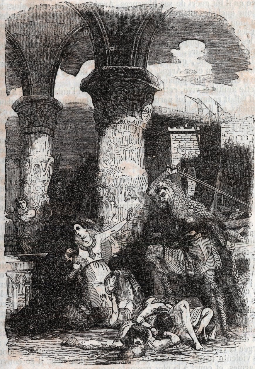 Rodomonte massacra gli abitanti di Parigi - incisione del 1851 da 