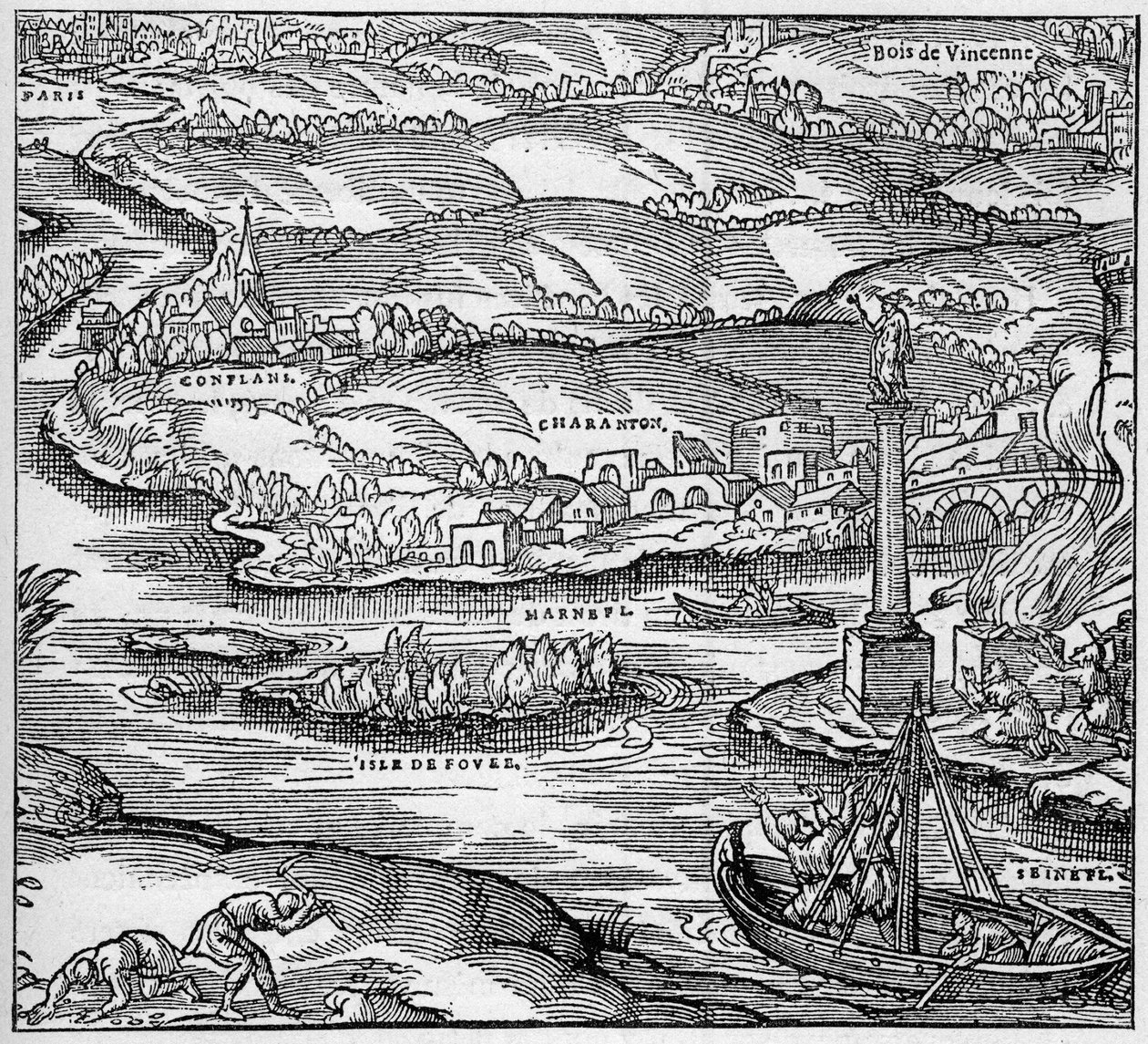 Gallia romana: un monumento costruito dai marinai parigini sotto il regno di Tiberio, alla confluenza della Senna e della Marna - incisione in "La Marine et les colonies: commerce" da Unknown artist
