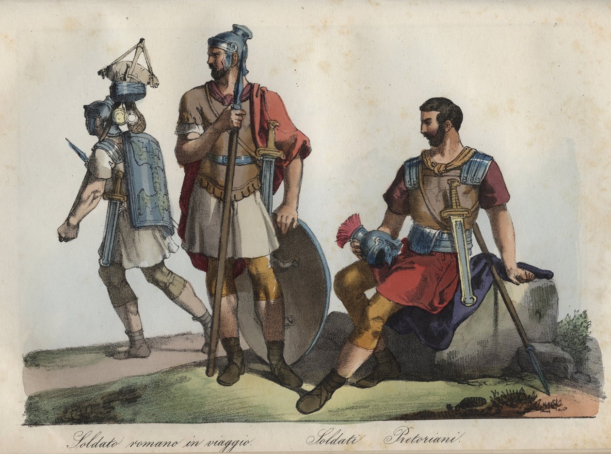 Soldati romani e Guardia pretoriana - incisione da 