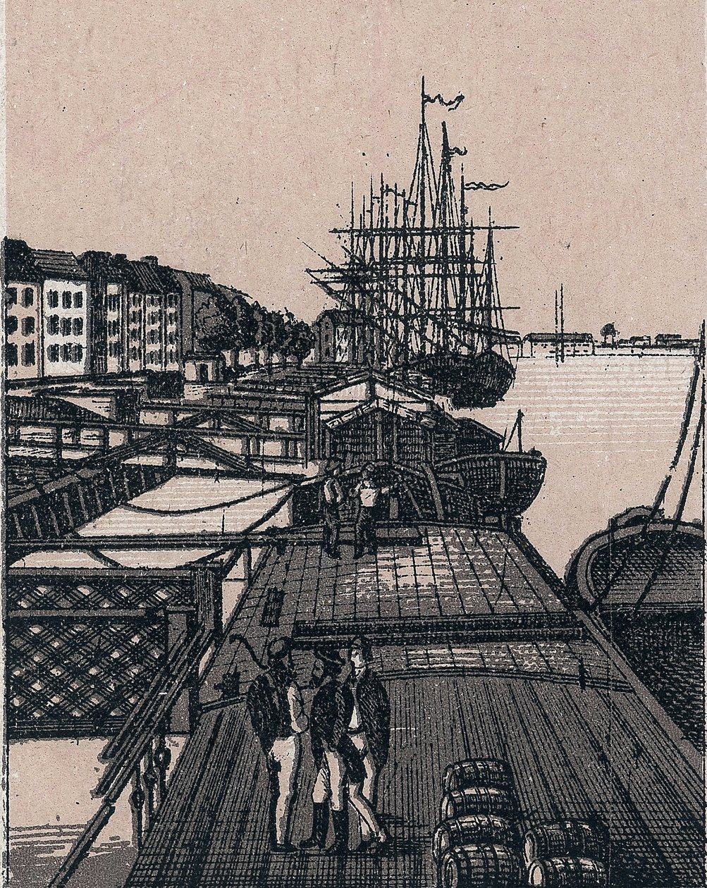 Rotterdam, Olanda: vista del porto di Bollwerk. in "Il mondo illustrato 168 vedute". Non datato (fine XIX secolo) da Unknown artist