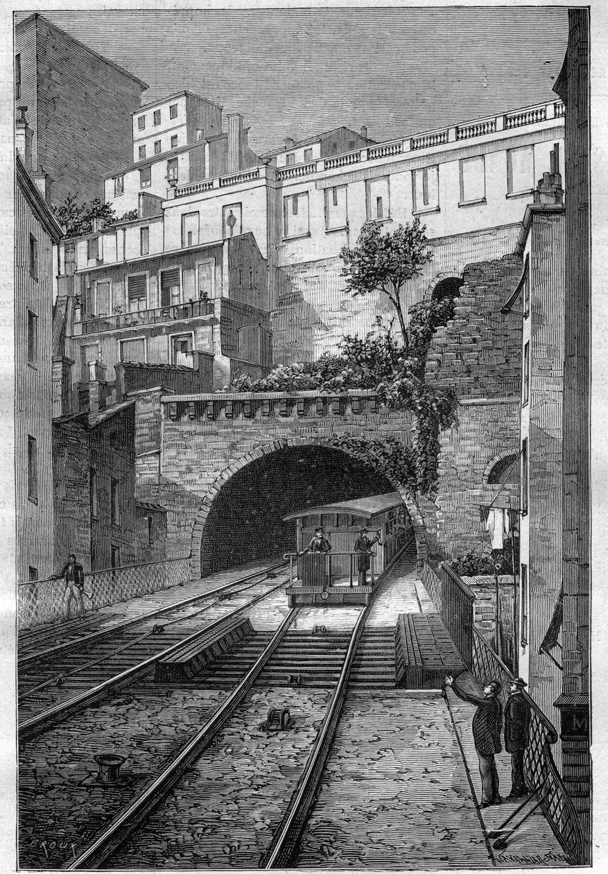 Route du chemin de fer de Lyon à Fourviere - incisione in "Journal des voyages" 1884 da Unknown artist